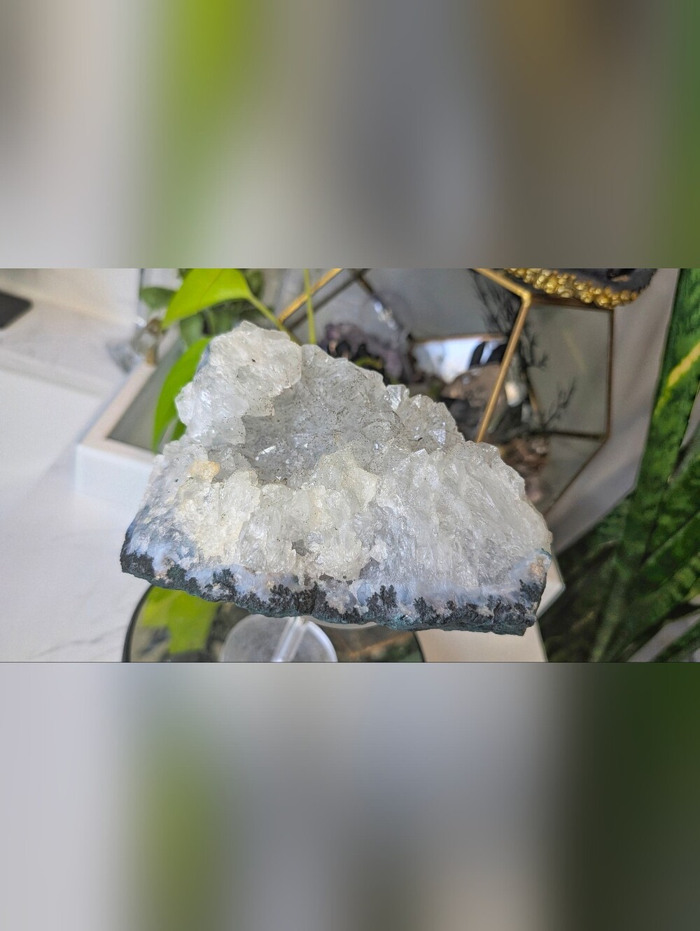 Clear Amethyst & Goethite Crystal Cluster
